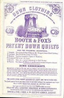 Images Dated 11th August 2017: Advertisement, Booth & Foxs Patent Down Quilts