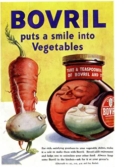 Bovril Prints: Advert for Bovril with vegetables, WW2