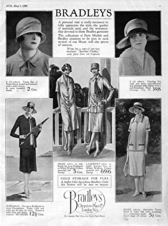 Images Dated 12th October 2015: Advert for Bradleys featuring summer outfits, London, 1926