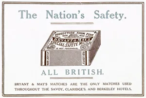 Advertisement for a British company Bryant & May's, special safety matches. Date: 1914