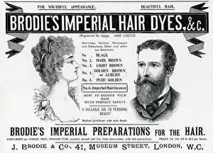 Preparations Prints: Advert for Brodies Imperial Hair Dyes 1898