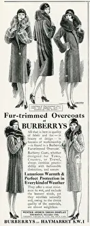Burberrys Prints: Advert for Burberry fur trimmed overcoats 1929