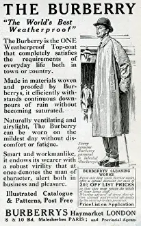 Haymarket Prints: Advert for Burberry weatherproof top coat 1914