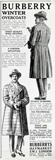 Burberry Prints: Advert for Burberry winter overcoats 1923
