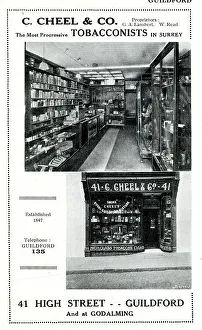 Guildford Prints: Advert for C Cheel & Co, Tobacconists, Guildford, Surrey