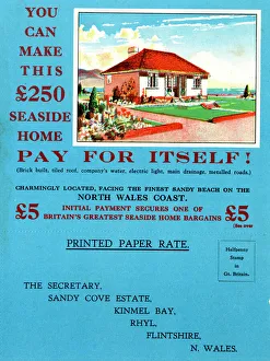 Images Dated 27th February 2020: Advertising card Kinmel Bay, Rhyl, North Wales Coast 1938