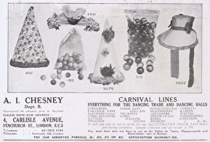 Images Dated 29th April 2016: Advert for carnival lines by A. I. Chesney of London, 1921