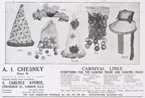 Novelties Prints: Advert for carnival lines by A. I. Chesney of London, 1921