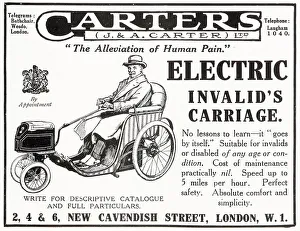 Disabled Prints: Advert for Carters Electric Invalid Chair 1922