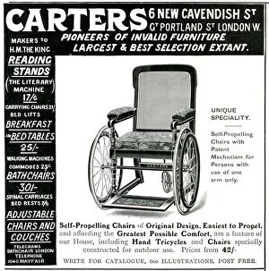 Advertising Gallery: Advert for Carters, self propelling wheelchair 1906
