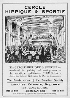 Advert for Cercle Hippique & Sportif, 1922, Paris