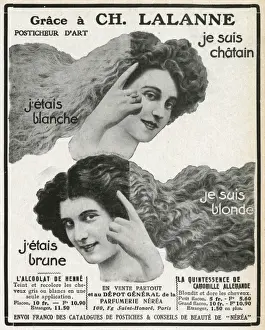 Dyes Prints: Advert for Ch. Lalanne hair dye 1910