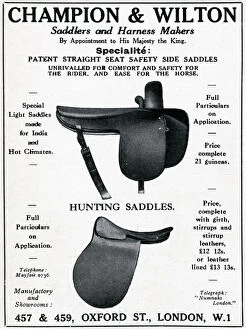 Images Dated 29th January 2018: Advert for Champion & Wilson, saddlers & harness makers 1927