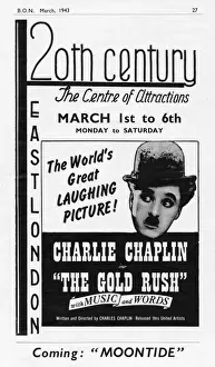 Advert for Chaplin in The Gold Rush