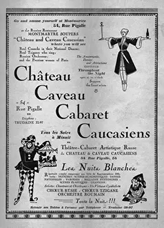 Montmartre Prints: Advert for Chateau Caveau Cabaret Caucasiens Date: 1920s