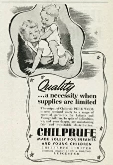 Affected Gallery: Advert for Chilprufe wool underwear for children 1943