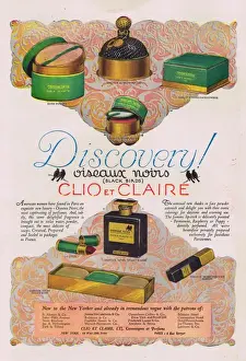 Fragrances Prints: Advert for Clio and Claires Oiseaux Noirs perfume and tiole