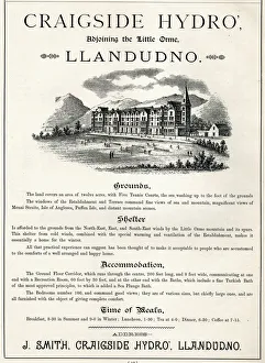 Hydro Prints: Advert, Craigside Hydro, Llandudno, Wales