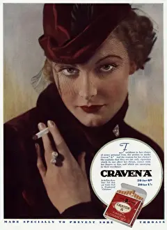 Drugs Prints: Advert for Craven A cigarettes 1935