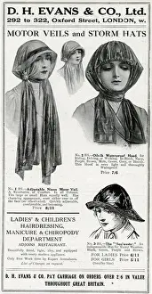 Veils Prints: Advert for D. H Evans womens motor veils 1915