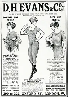 Evans Prints: Advert for D. H Evans & Co womens undergarments 1912