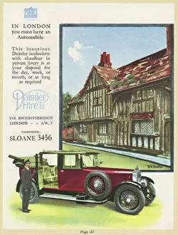 Private Collection: Advertisement for Daimler hire cars with chauffeur
