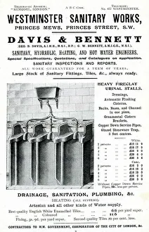 Sanitation Prints: Advert, Davis & Bennett, heavy fireclay urinal stalls