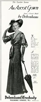 Debenham Prints: Advert for Debenham & Freebody ascot gown 1933