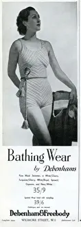 Swimsuits Prints: Advert for Debenham & Freebody bathing wear 1937