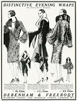 Brocade Prints: Advert for Debenham & Freebody evening wraps 1929
