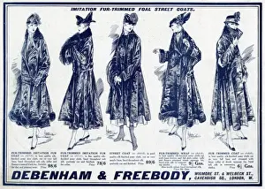 Advert for Debenham & Freebody fur trimmed coats 1914