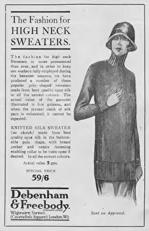 Advert for Debenham & Freebody high neck sweaters, 1924
