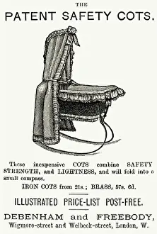 Debenham Prints: Advert for Debenham & Freebody safety cots 1883