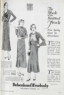 Frocks Collection: Advert for Debenham & Freebody, showcasing their new styles of knitted frock for the spring