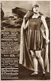 Swimsuits Prints: Advert for Debenham & Freebody - women's swimwear 1924