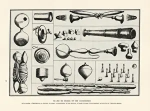 Advertisement for diablo, cup and ball, top, dice, etc