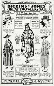 Images Dated 21st June 2019: Advert for Dickins & Jones clothing sale 1917