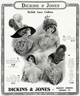 Collars Prints: Advert for Dickins & Jones lace & embroidered 1912