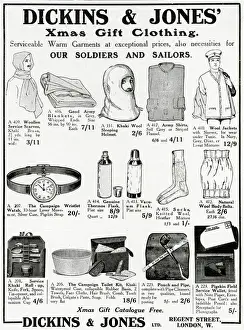Flask Prints: Advert for Dickins & Jones soldiers & sailors comforts 1914