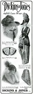 Tulle Prints: Advert for Dickins & Jones stylish lace wear 1912