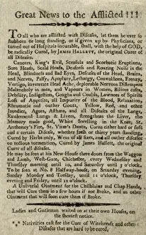 Herbs Prints: Advertisement for the doctor James Hallett