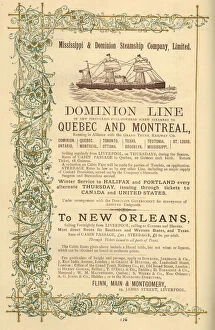Mississippi Gallery: Advert, Dominion Line Steamers, Quebec and Montreal