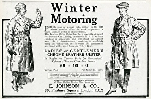 Advert for E. Johnson chrome leather ulster 1923
