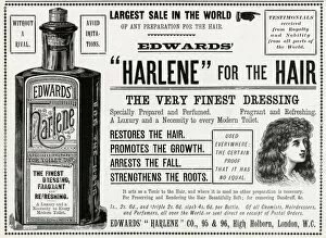 Advert for Edwards Harlene hair product 1896