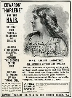 Advert for Edwards Harlene hair product 1902