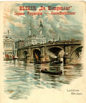 Antwerp Collection: Advert, Elixir de Kempenaar, with view of London Bridge