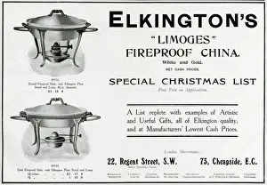 Warmer Prints: Advert for Elkingtons fireproof dish 1909