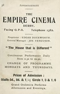 Advertisement for the Empire Cinema, Derby