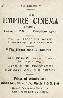 Admission Gallery: Advertisement for the Empire Cinema, Derby