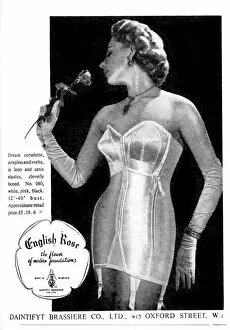 Garments Collection: Advert for English Rose dream corselette, 1952